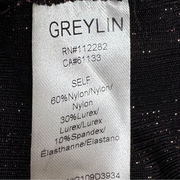 Greylin Jackie Metallic Knit Mock Neck Sheath Dress Purple Small Party Cocktail - Picture 13 of 16